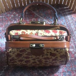 Tan Rosso Fiore Handbag + matching cosmetic bag